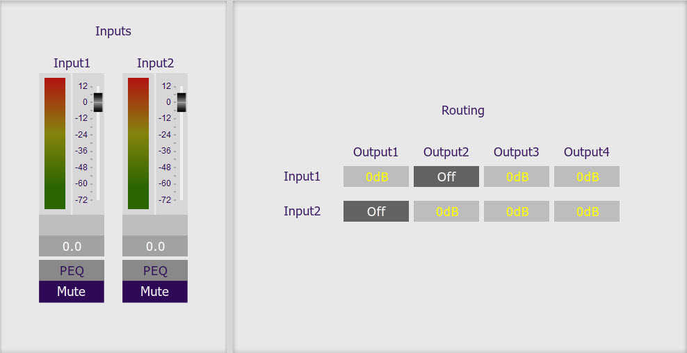 Input Routing Stereo on 1 and 2 Mono on 3 and 4